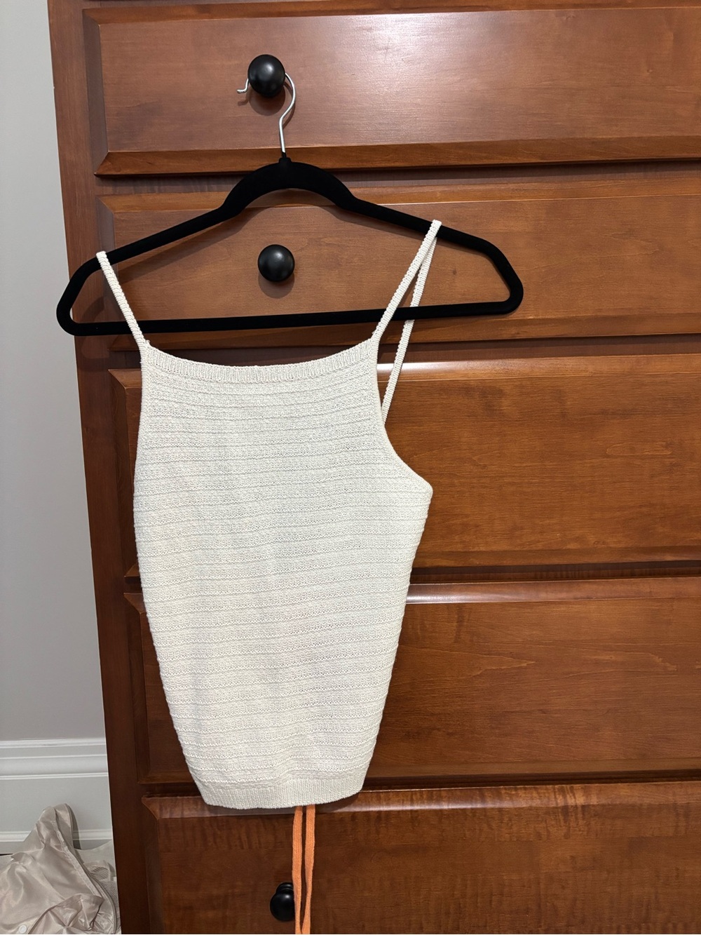 Women's Cream Knit Spaghetti Strap Tank Top